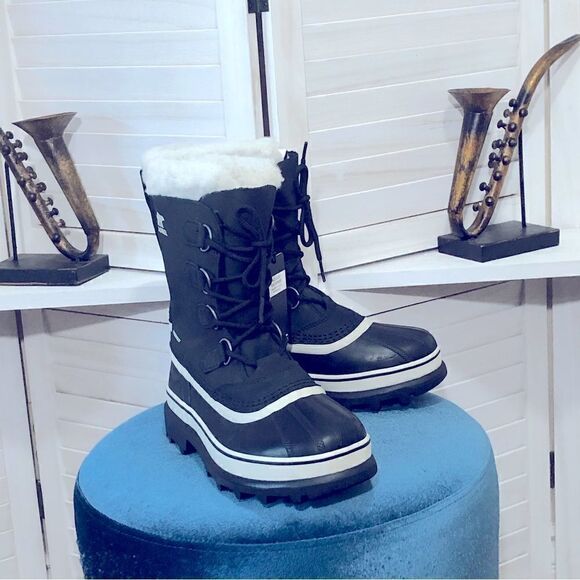 Sorel Caribou Waterproof Snow Boots Black Stone Size 7.5 - Picture 2 of 10